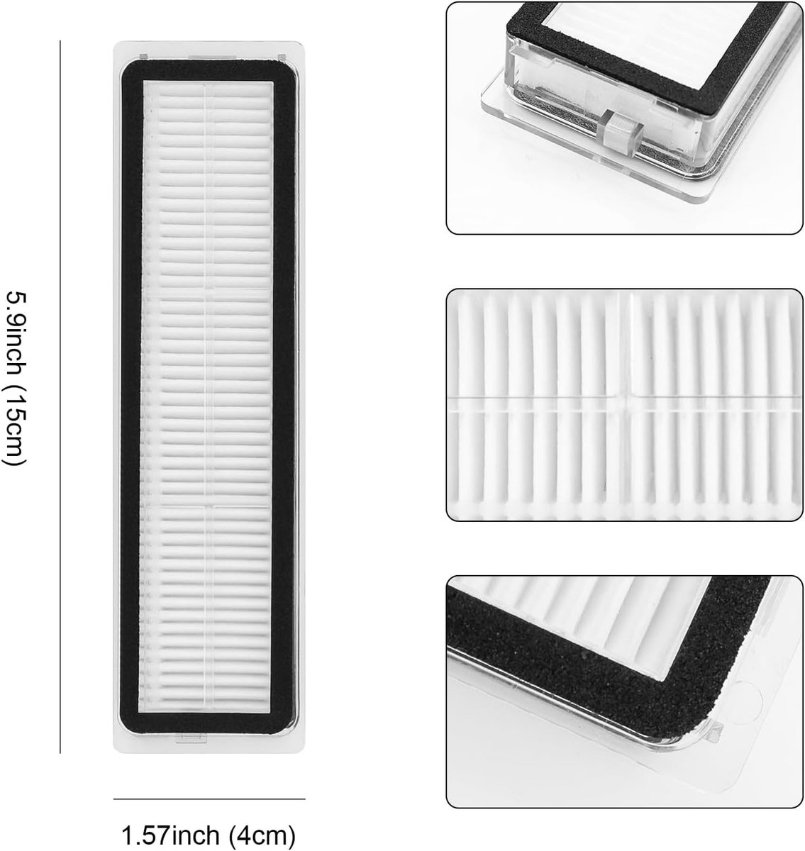 4 wasbare vervangingsfilters voor Dreame D9/L10 Pro/D9 Pro/D9 Max/D10s Pro robotstofzuiger, vervangingsfilters voor het filteren van stof
