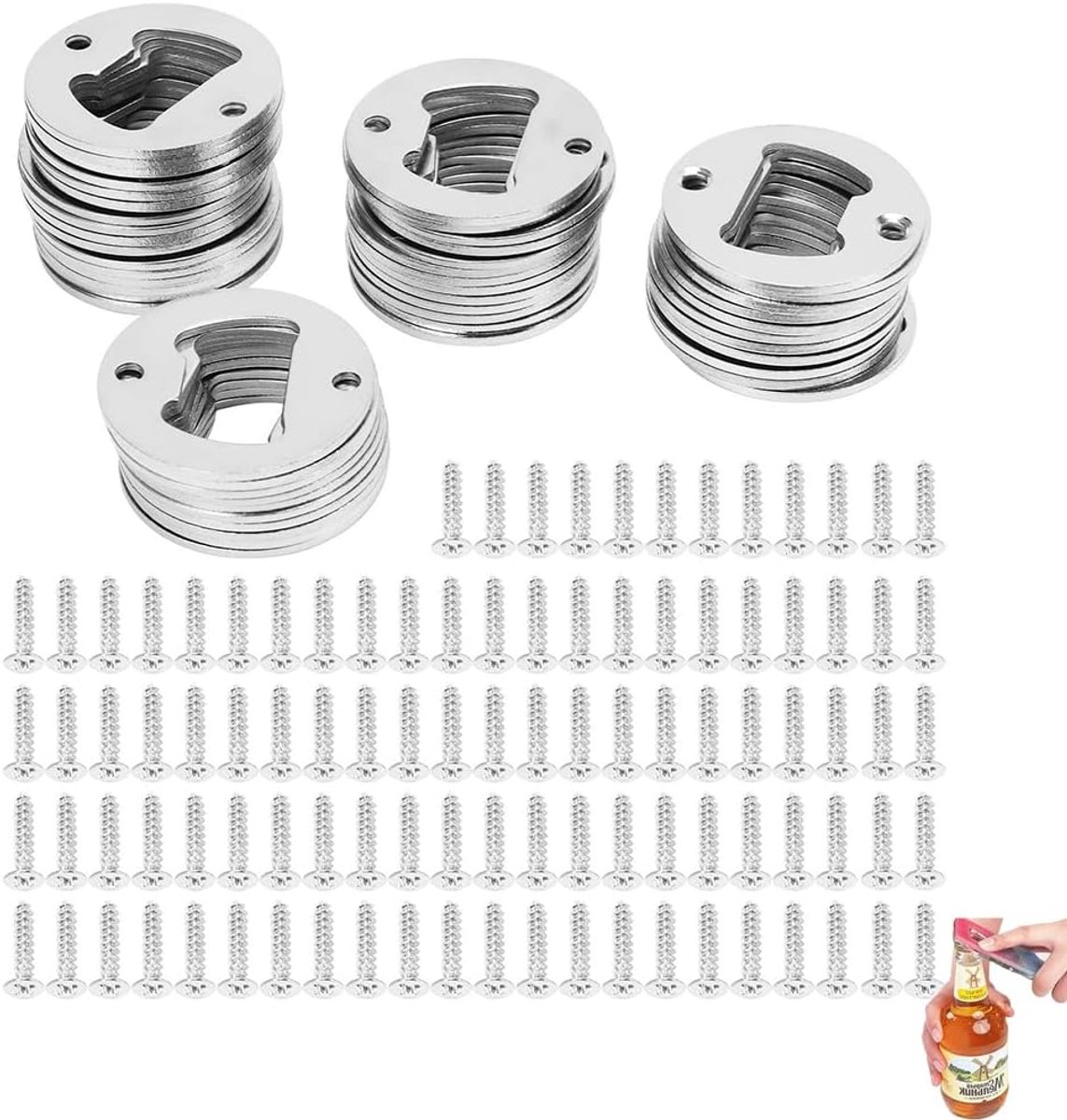 Flessenopener 50 stuks - Ronde DIY kit - Inclusief schroeven - Leuk project voor ambachtslieden - ShopVlot