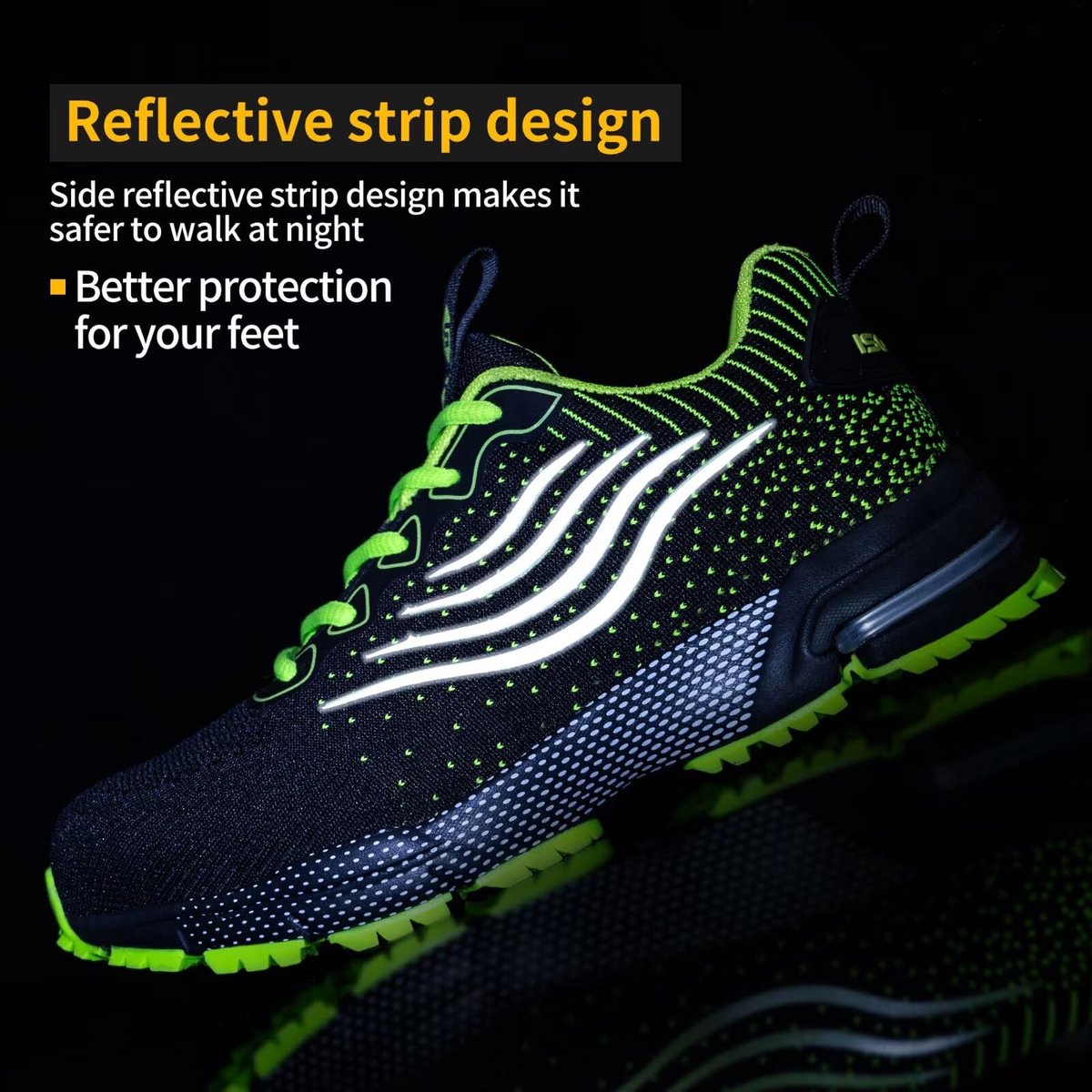 SnelShoppen - Veiligheidsschoenen Heren Werkschoenen Dames Stalen Neus Ademend Lichtgewicht Slip Bestendig Groen Maat 43 Beschermende Sneakers voor We