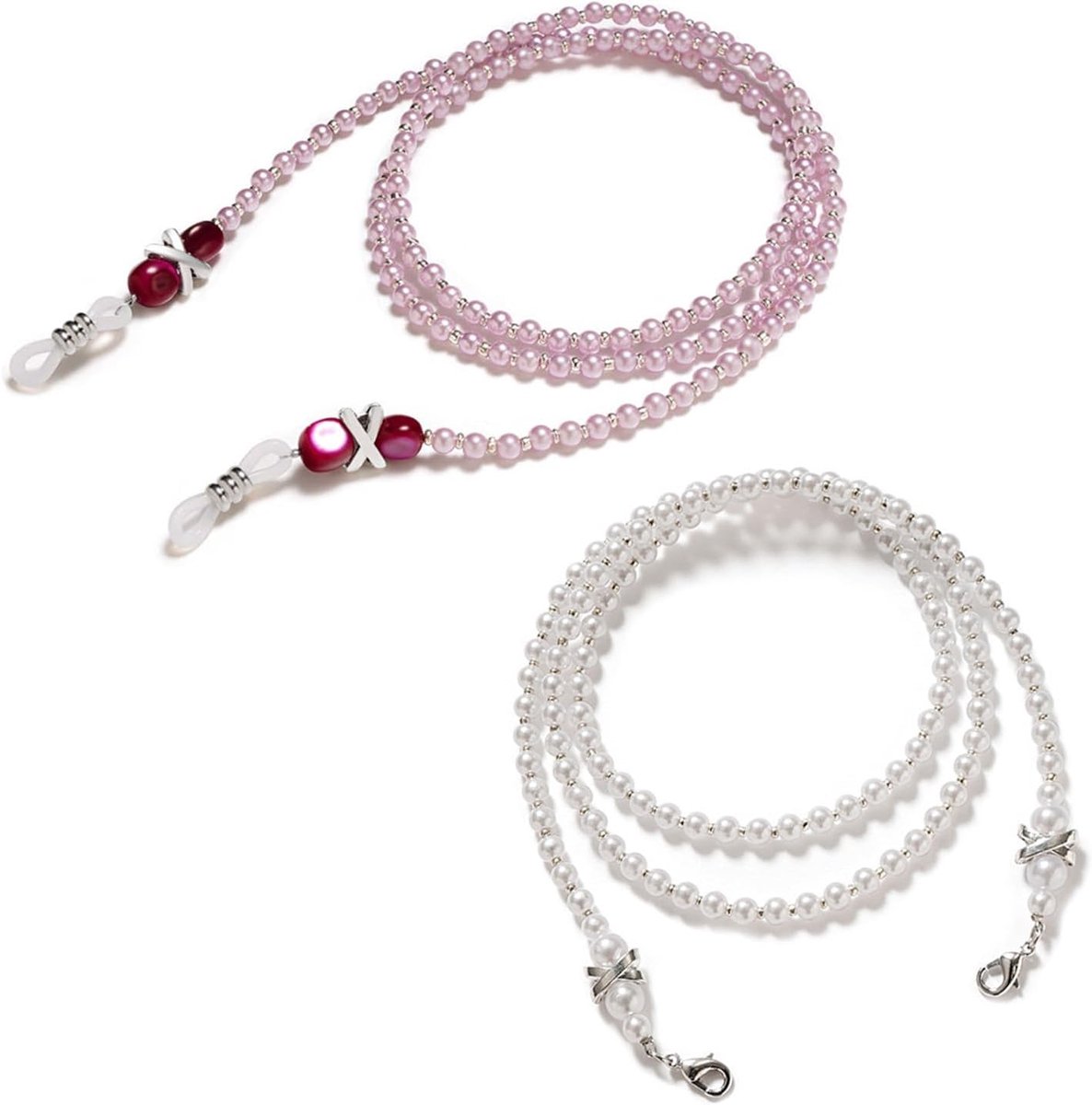 2 stuks brillenketting dames kralen brillenband elegante brilhouder ketting - ShopVlot