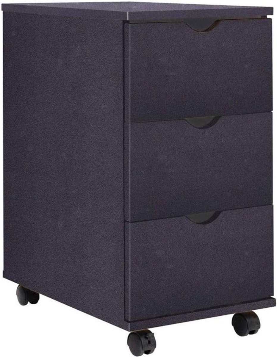 Lade-element - Bijzetkast - voor kantooropslag - met wieltjes - 60 cm hoog - Zwart
