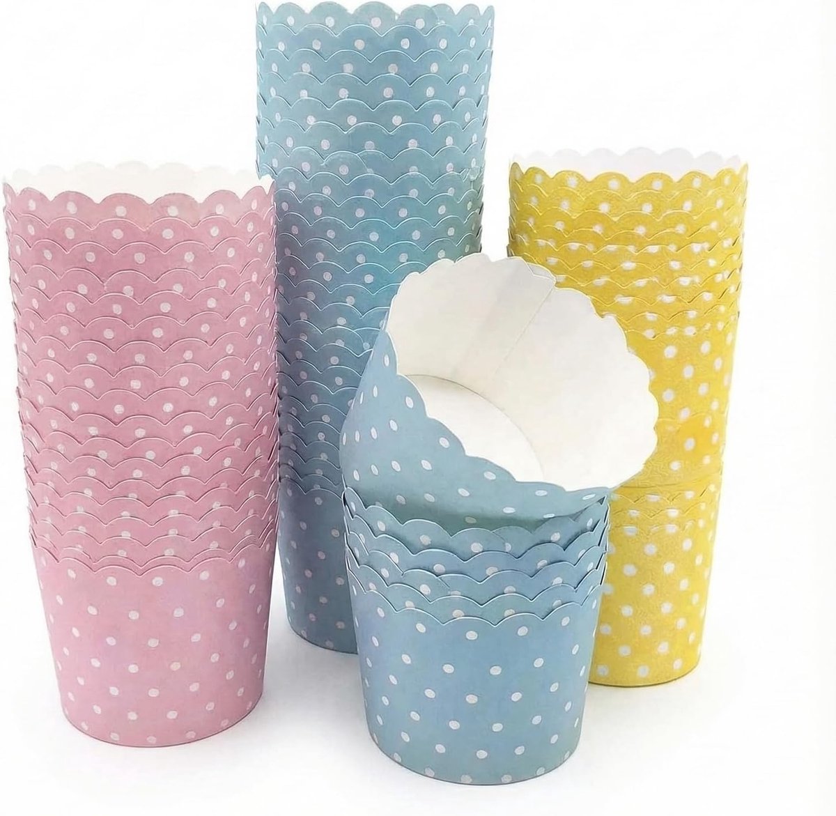 SnelShoppen - 150 Stuks Muffin Bakvormpjes Papieren Set Cupcake Mallen Wegwerp Muffin Vormpjes voor Feest, Verjaardag, Bruiloft, Keuken, Café - Blauw,