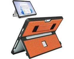 Geschikt voor Microsoft Surface Pro 11/10/9/8 13-inch, met stenthoes, handriem, alles-in-een robuuste hoes compatibel met Type Cover Toetsenborden, oranje
