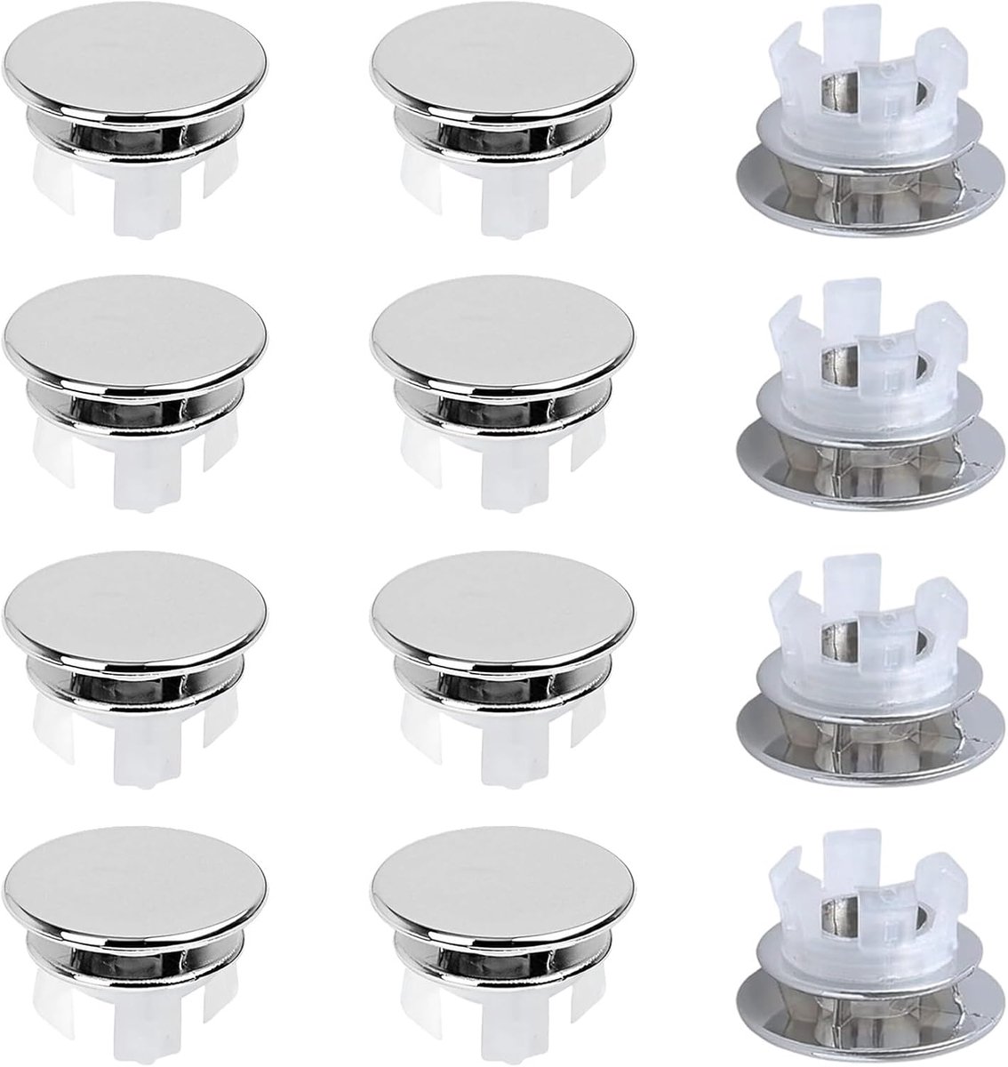 Set van 12 overloopstop voor wastafel, overloop van ABS, dubbele laag overloopring voor badkamer en keuken, binnendiameter 22 mm, decoratief en duurzaam