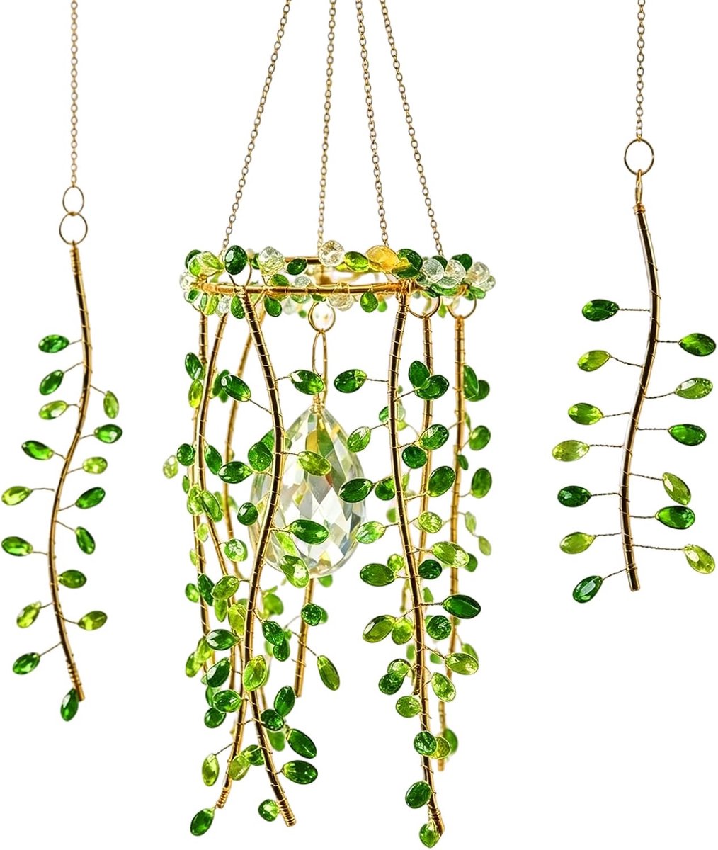 Zonnevanger kristal raam, Crystal Suncatcher, windgong kristallen om op te hangen, hangend glas, Suncatcher zonnevanger, windgong, regenboogprisma, raamdecoratie voor thuis, kantoor, cadeau