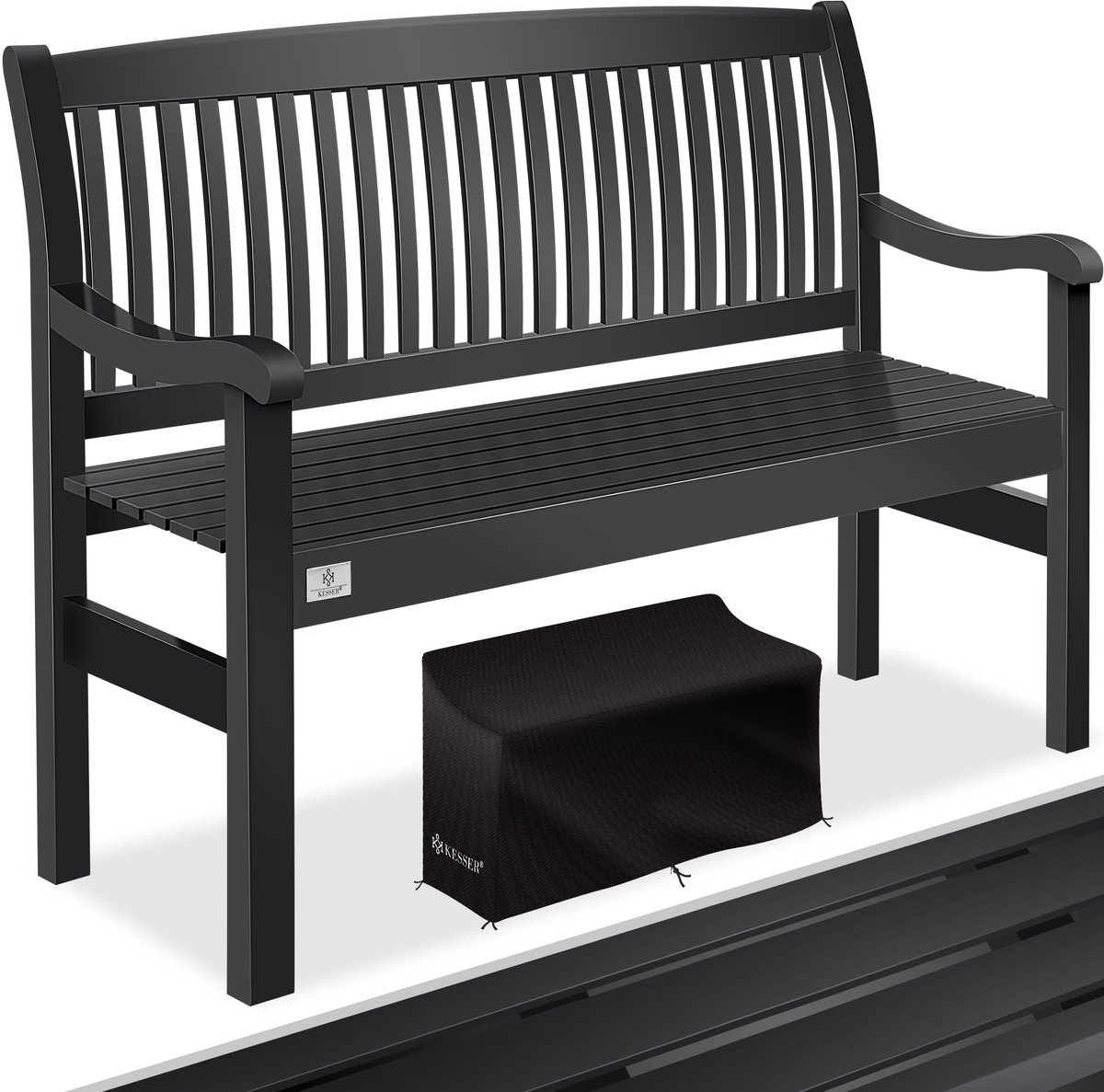 KESSER® Tuinbank Houten Weerbestendig | Parkbank Massief Hout | Balkonbank Tuinmeubelbank voor Balkon, Terras & Tuin - 125 cm, Antraciet