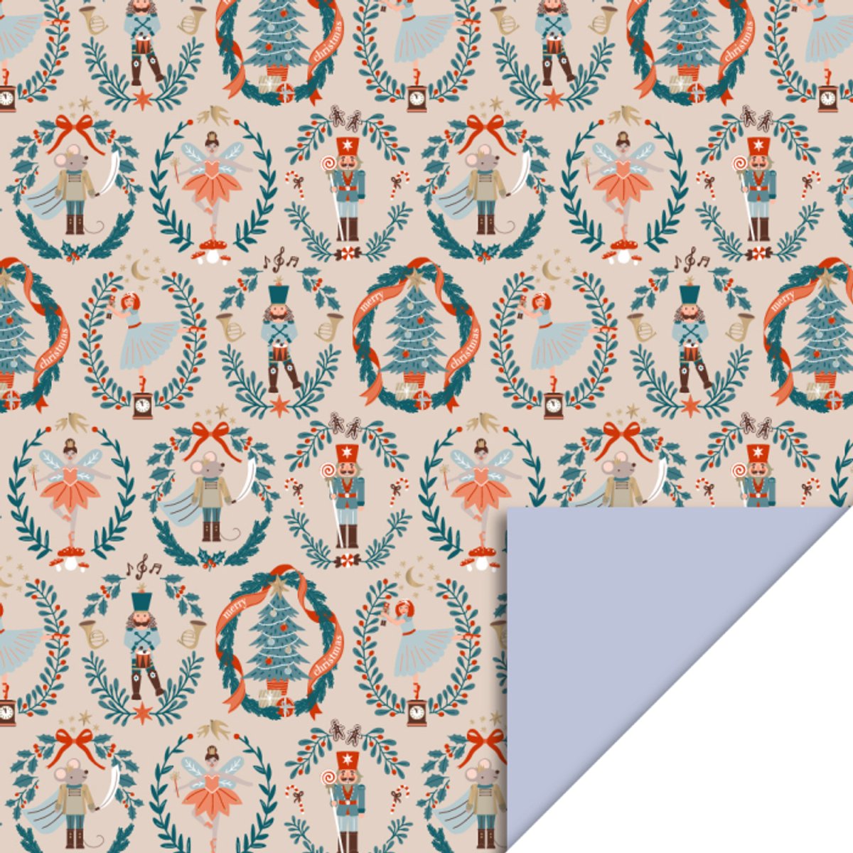 Het Inpakhuis - Cadeaupapier - Inpakpapier - Kadopapier - Kerst - Chronicle - Ice Blue - 70cm x 3mtr