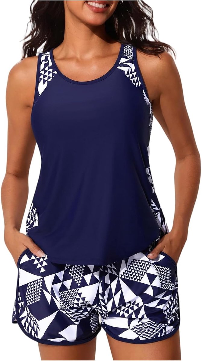 Tankini set met push-up bh en hoge taille bikinibroek