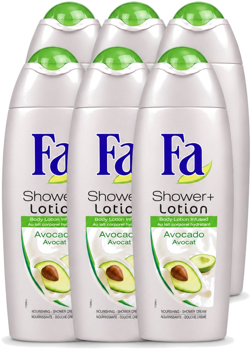 6 x Fa - Douchecrème Met Lotion - Avocado - 250 ml - Voordeelverpakking - 6 stuks