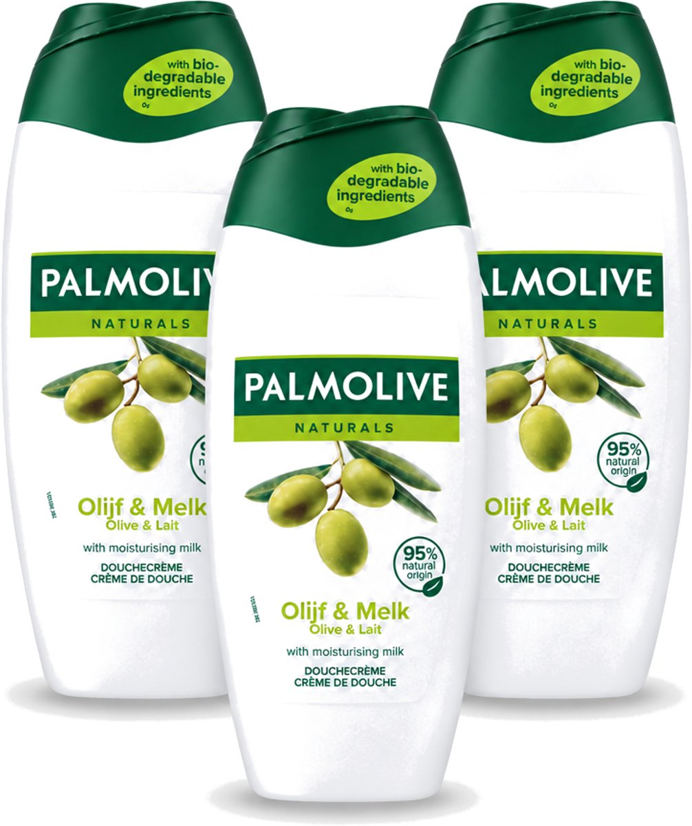 3 x Palmolive - Naturals - Douchecréme - Olijf & Melk - Natuurlijke ingrediënten - 250 ml - Voordeelverpakking - 3 stuks
