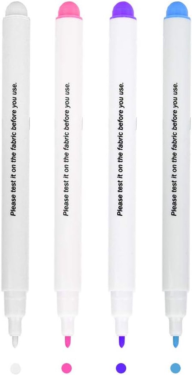 4-pack Stofmarkeerpennen, 4 Kleuren Water Uitwisbare Markeerpen Verdwijnende Inkt Stof Markeerpen Leer Craft DIY Tool Naaien Accessoires Kleermaker Pen voor Doek Borduren