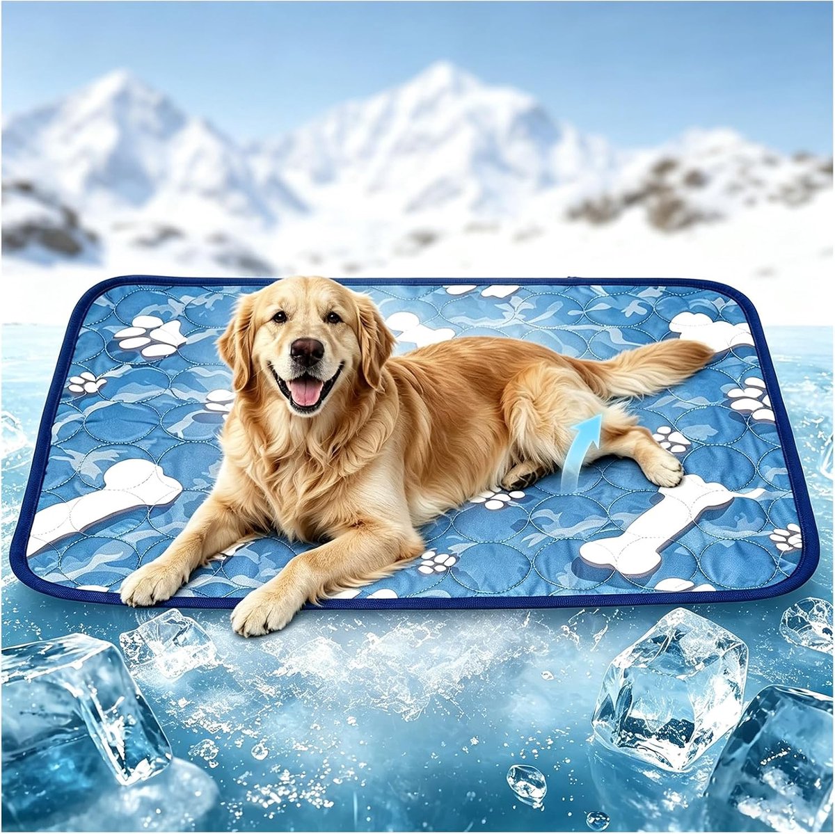 Koelmat voor Katten en Honden 100X70CM, Niet-toxische Hondendeken, Antislip, Opvouwbaar, Wasbaar, Geschikt voor Vloer, Bank, Mandje voor Uw Huisdier