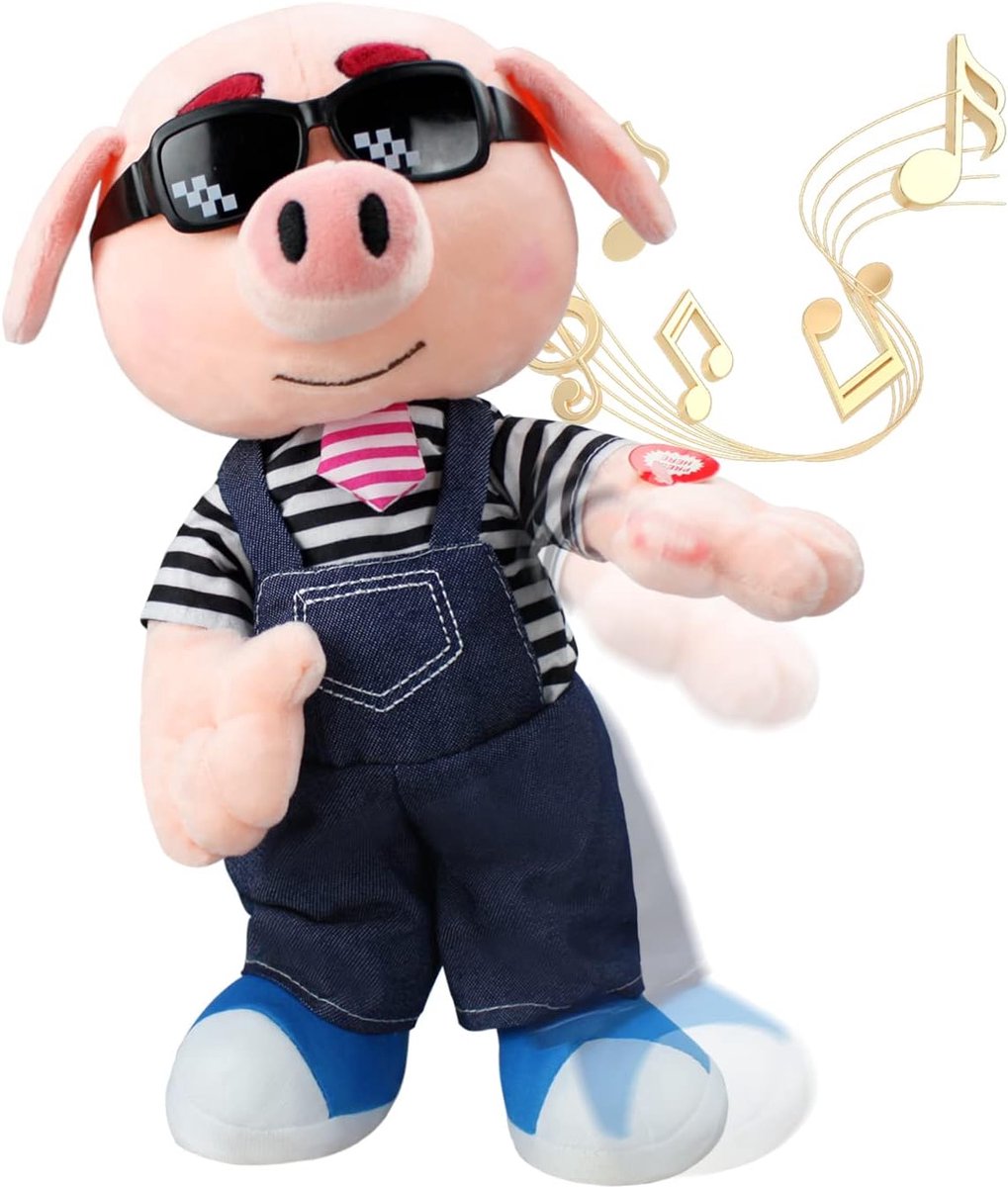 Knuffeldier, zwaaien zingen dansen varken pluche interactief speelgoed, leuke animatie baby knuffeldieren elektronische huisdier varken speelgoed kinderen geschenken
