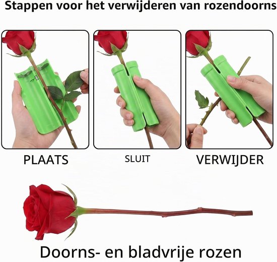 Rozen, rozendoornstripper gereedschap, rozenkoorn stripper, bladverwijderaar, bloemenreiniger voor bloemenwinkels, tuinieren, bloemen, verwijdering van bladeren (is groen) — afbeelding 2