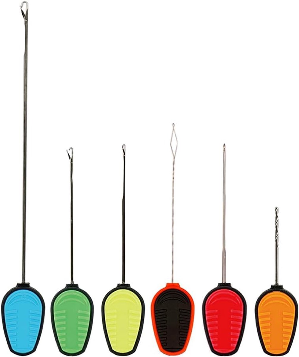 Tackle Set van 6 boilienaalden van roestvrij staal, baits boilie naalden set in box met boilie stops boilienaalden boiliestopper carp tool nieuwe verpakking