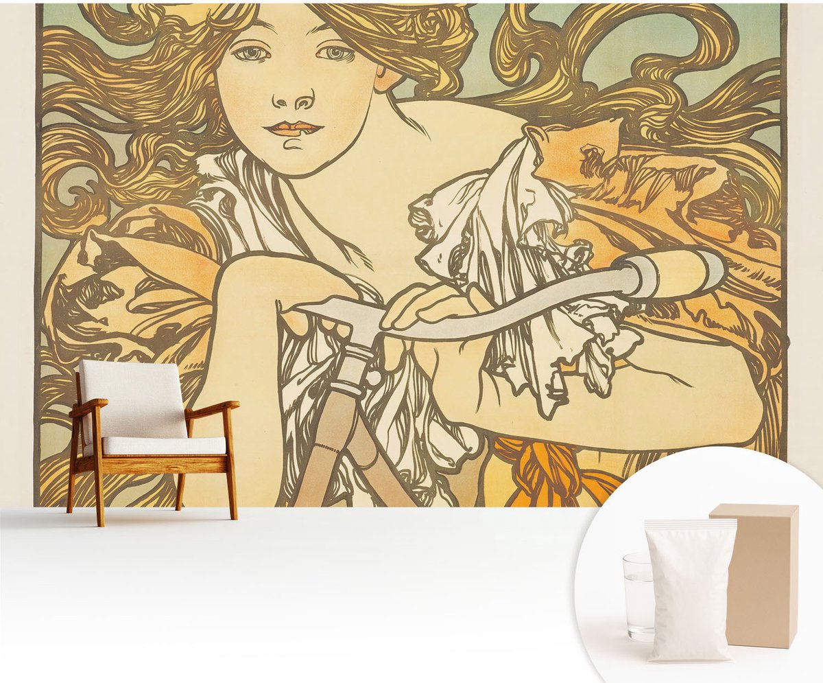 Wallfluent Fotobehang - Beige Vliesbehang - 416x254 cm - Lente-Elegantie Fotobehang Vlies - Hal behang Deel - Muurschildering - Woonkamer behang