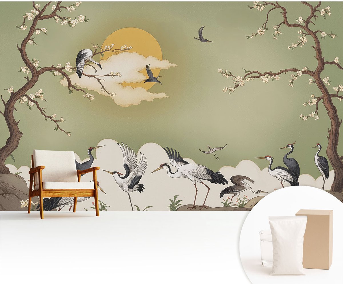 Wallfluent Fotobehang - Groente Vliesbehang - 416x254 cm - Elegante Natuur Muurschildering - Slaapkamer behang Landschappen - Fotobehang Vlies - Gang behang