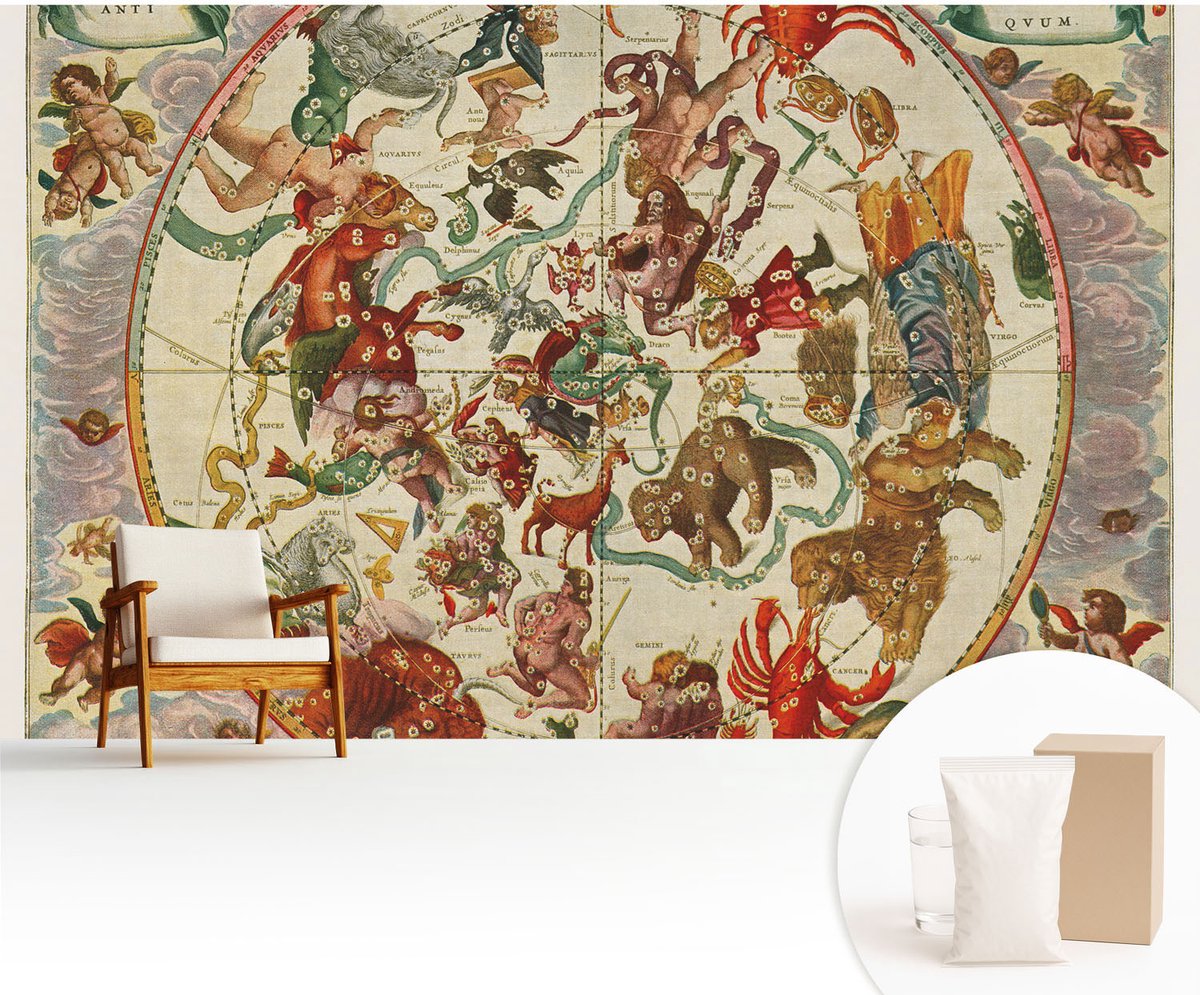 Wallfluent Fotobehang - Beige Vliesbehang - 416x254 cm - Sterrencomposities Muurschildering - Gang behang Kosmos - Fotobehang Vlies - Slaapkamer behang