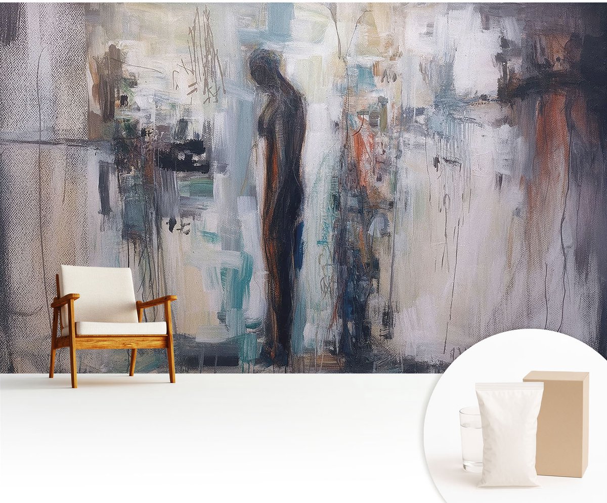 Wallfluent Fotobehang - Wit Vliesbehang - 416x254 cm - Mysterieuze Figuur Muurschildering - Gang behang Deel - Fotobehang Vlies - Slaapkamer behang