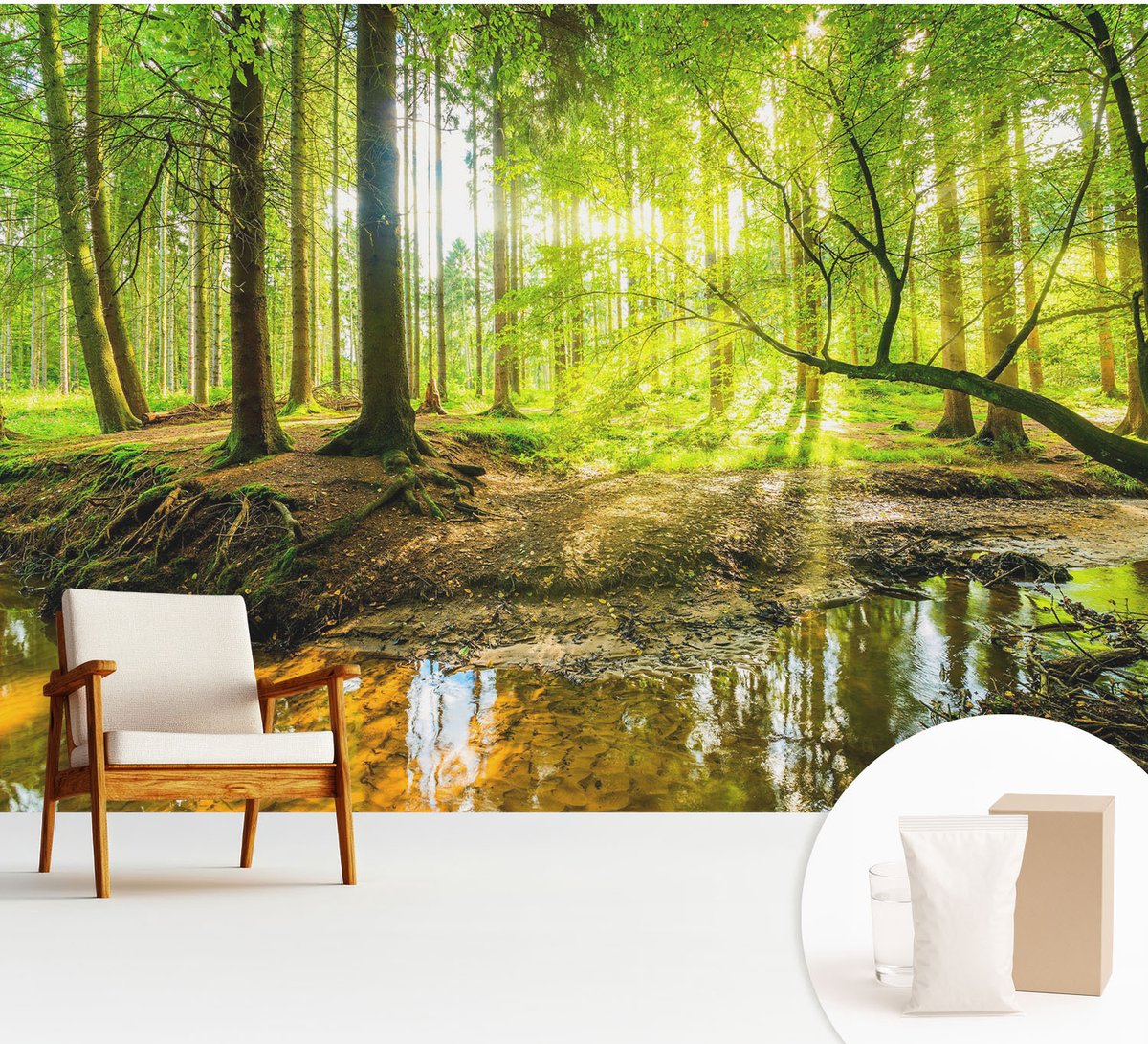 Wallfluent Fotobehang - Groente Vliesbehang - 312x219 cm - Groen Landschap Fotobehang Vlies - Woonkamer behang Landschappen - Muurschildering - Woonkamer behang