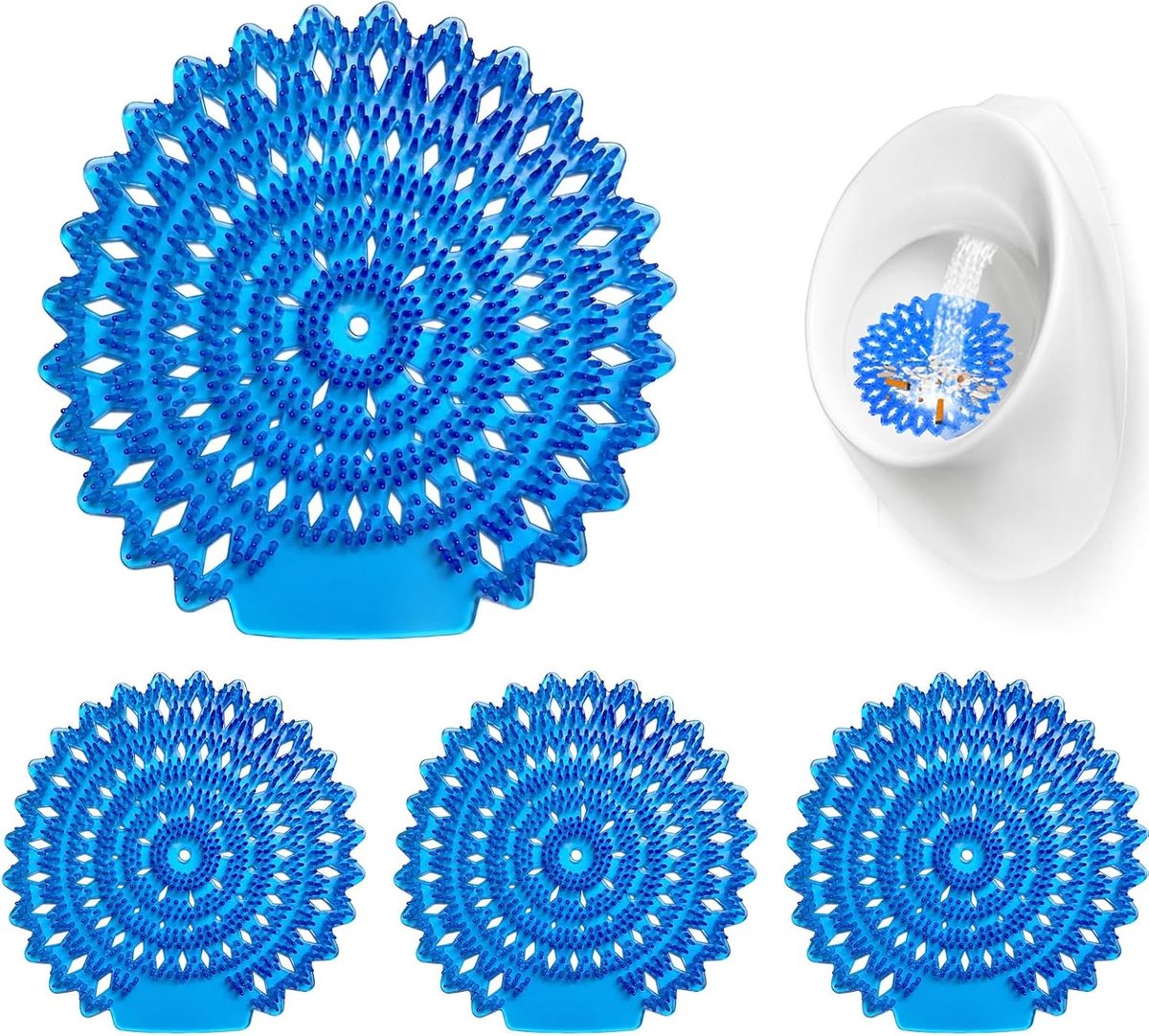 4 stuks urinoir zeef met geur, urinoir inzetstuk spatbescherming, luchtverfrisser afzonderlijk verpakt voor toilet - ShopVlot