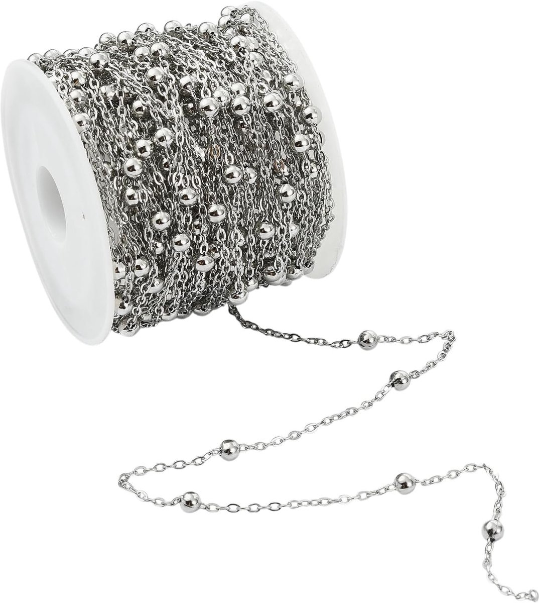 10m/32.8Feet 304 Stainless Steel Satellite Chain Silver Welded Cable Link Chain for Jewelry Making DIY Extension Crafts - ShopVlot