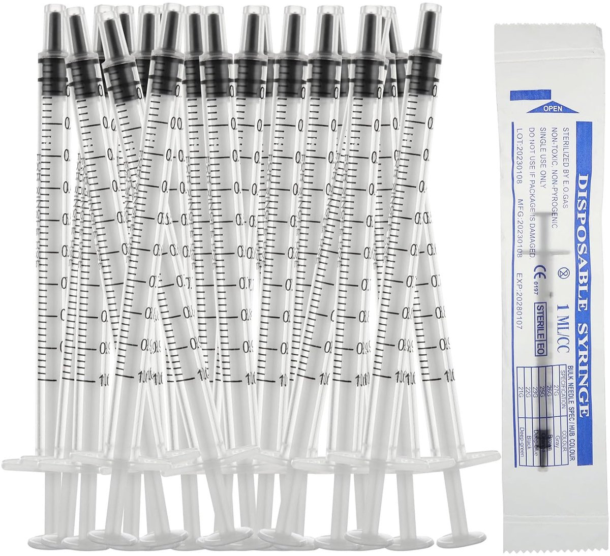 200 pcs 1.0 ml Colostrum Syringe, Disposable Syringe, 1.0 ml Sterile, 1.0 ml No Needles Syringe, Individual Packaging - ShopVlot