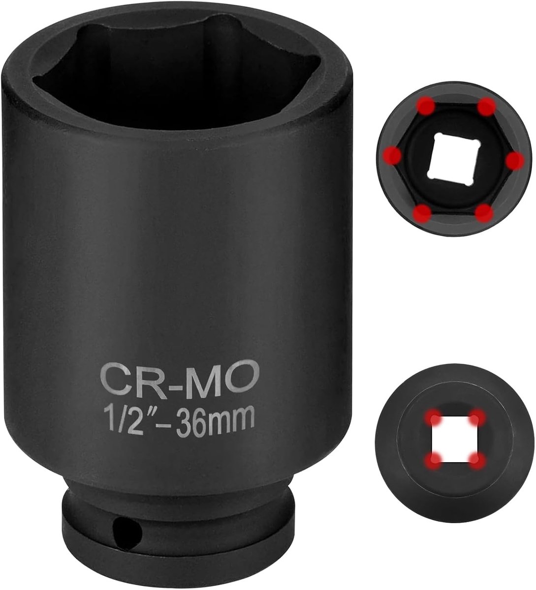 Steeksleutelinzetstuk zeskant 36 mm moer 1/2 inch van CR-MO, zeskant krachtmoer, zeskantsteeksleutel - ShopVlot