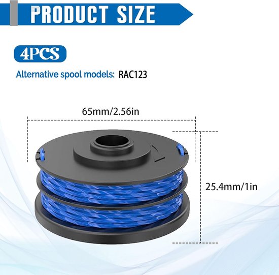 4 Pack Replacement Spool Trimmer Spool Compatible with Ryobi RAC123, Trimmer Wire Spool for RLT4027, RLT4125, RLT5027 - ShopVlot — afbeelding 5