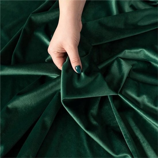 Kant-en-klare gordijnstof fluweel groen 140x250 cm, verduisterend