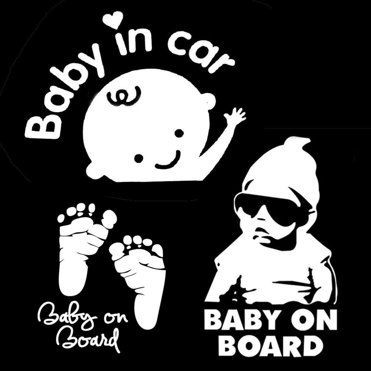 3 Ontwerpen - Baby aan Boord on Board, Baby In Auto, Voetafdruk, Raamstickers En Bumperstickers Car Stickers Decals
