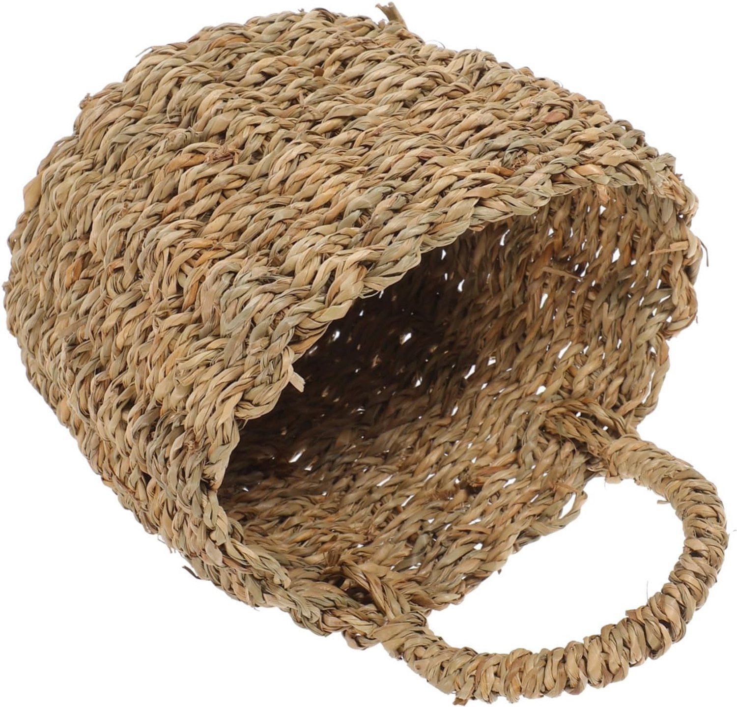 Gevlochten hangmand van strotouw Wandmand van gras touw Handgeweven hangmand natuurlijke zeegrasmand deur deksel plantenpot bloempot geweven muurmanden opbergmand voor keuken ijzer