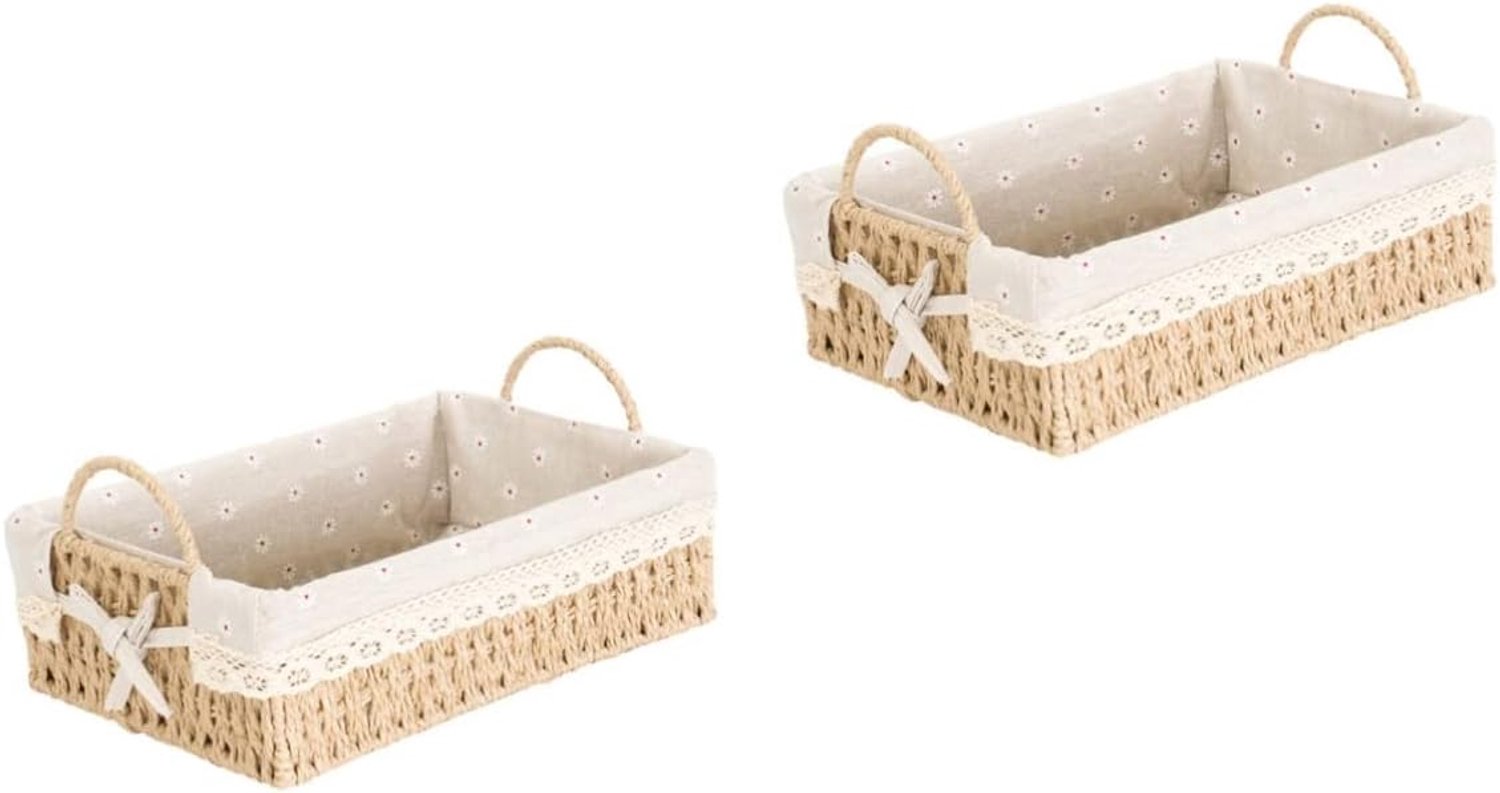 2 Stuks Nachtkastje Mand Zeegras Manden Speelgoed Container Containers Voor Speelgoed Handgemaakte Desktop Hyacint Mand Natuurlijke Opbergbak Bureau Containers Rotan Man,