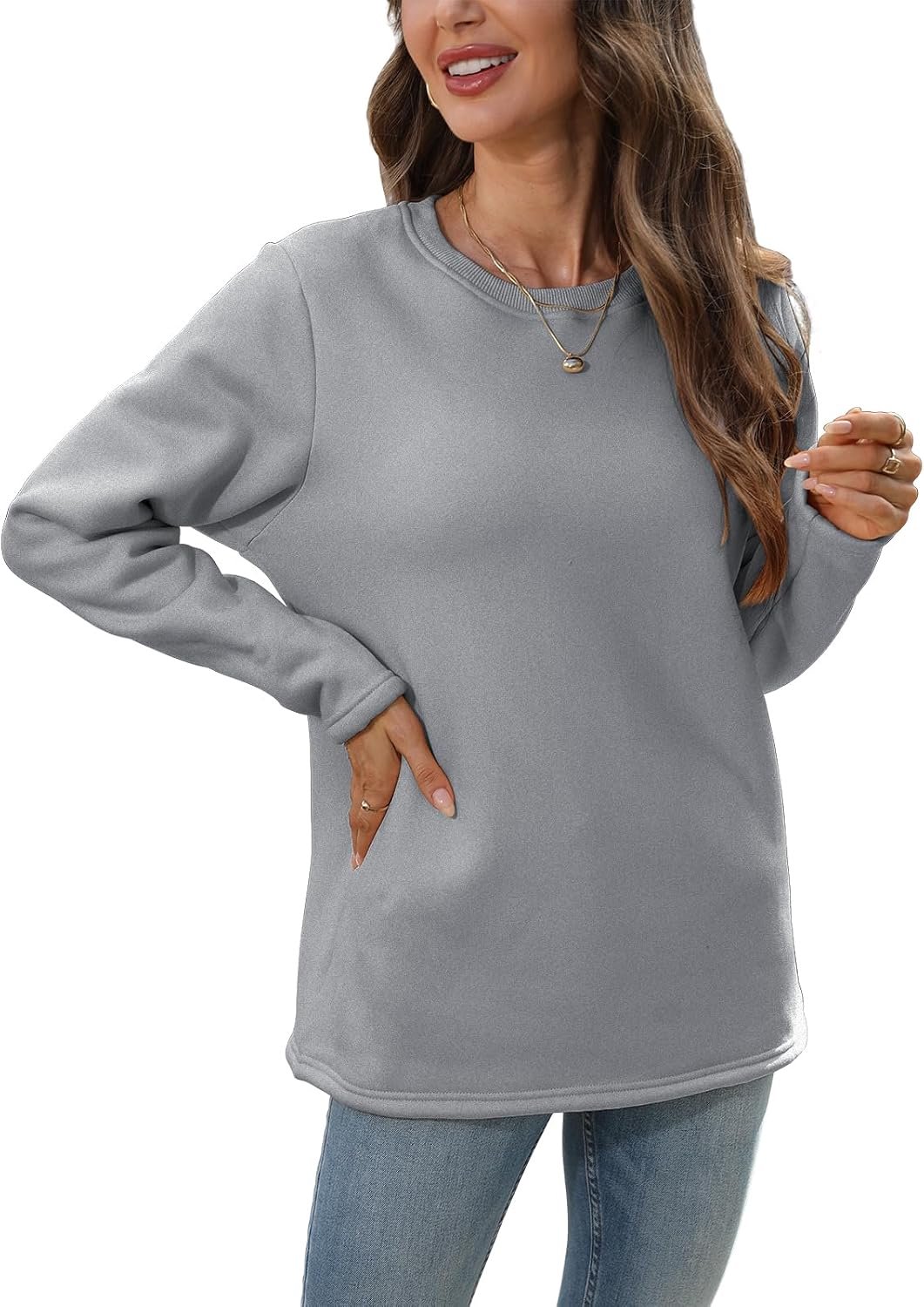 Trui voor dames, winter, warm, dik gevoerd fleece, sweatshirt, bovenstuk, thermoshirt, dames, lange mouwen