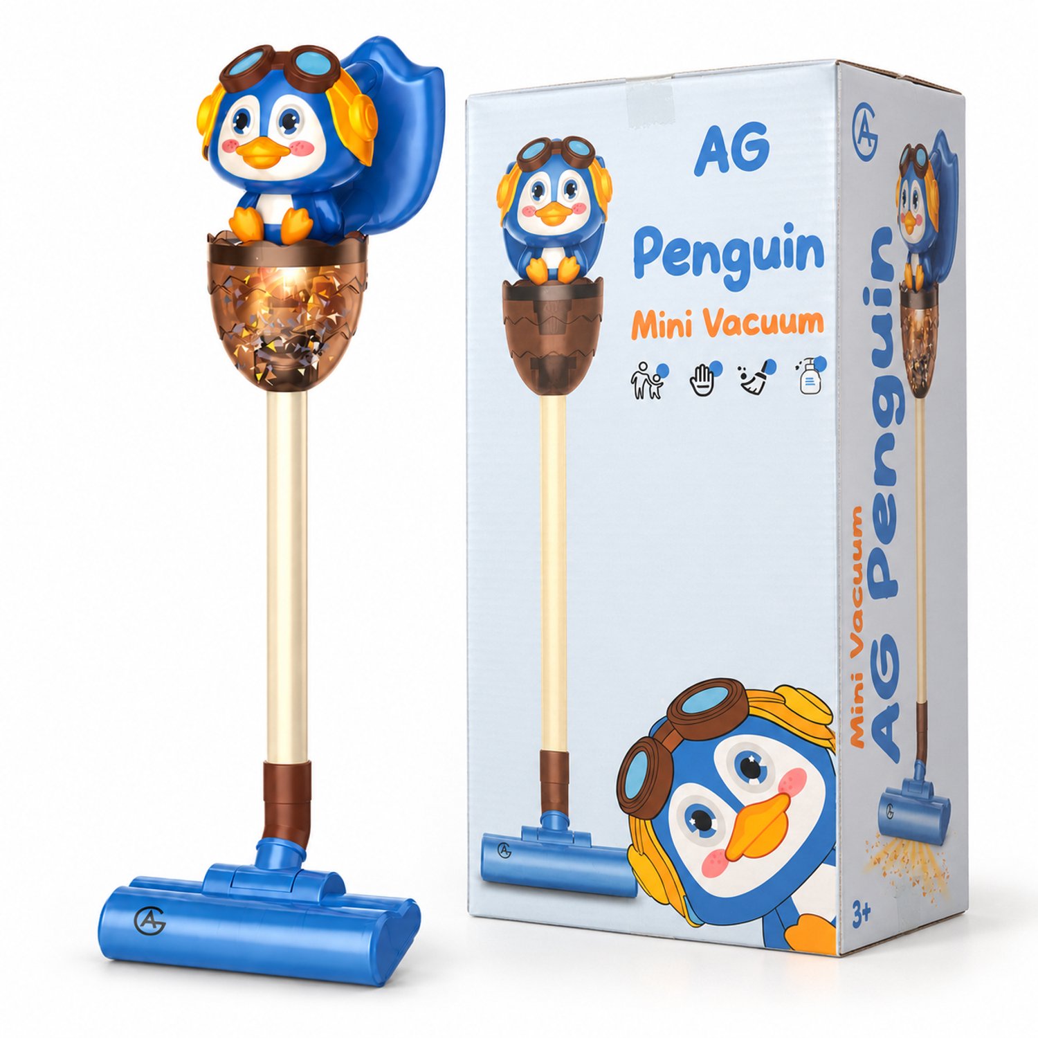 AG Penguin - Speelgoedstofzuiger voor Kinderen - Steelstofzuiger - Draadloos - Met Licht en Muziek - Cadeau - Vanaf 3 Jaar