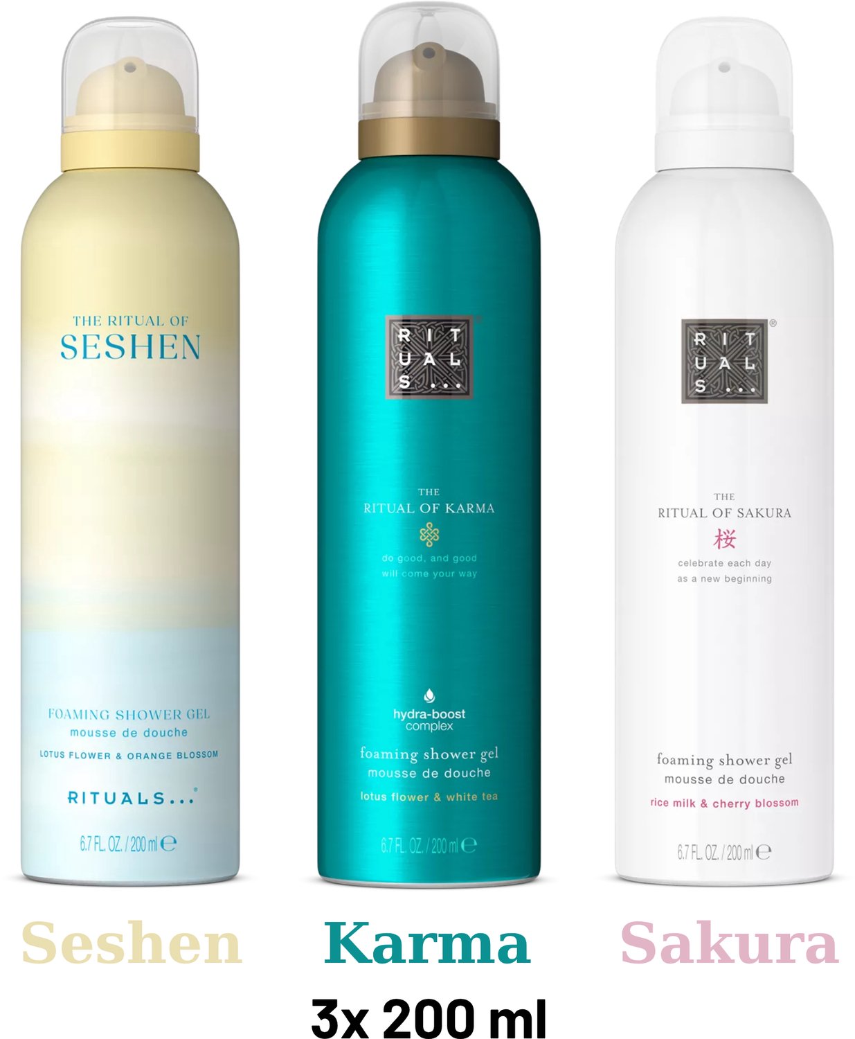 Rituals - Shower Gel Value Pack - Seshen 200 ml + Sakura 200 ml + Karma 200 ml - Douchegel - Shower Foam
