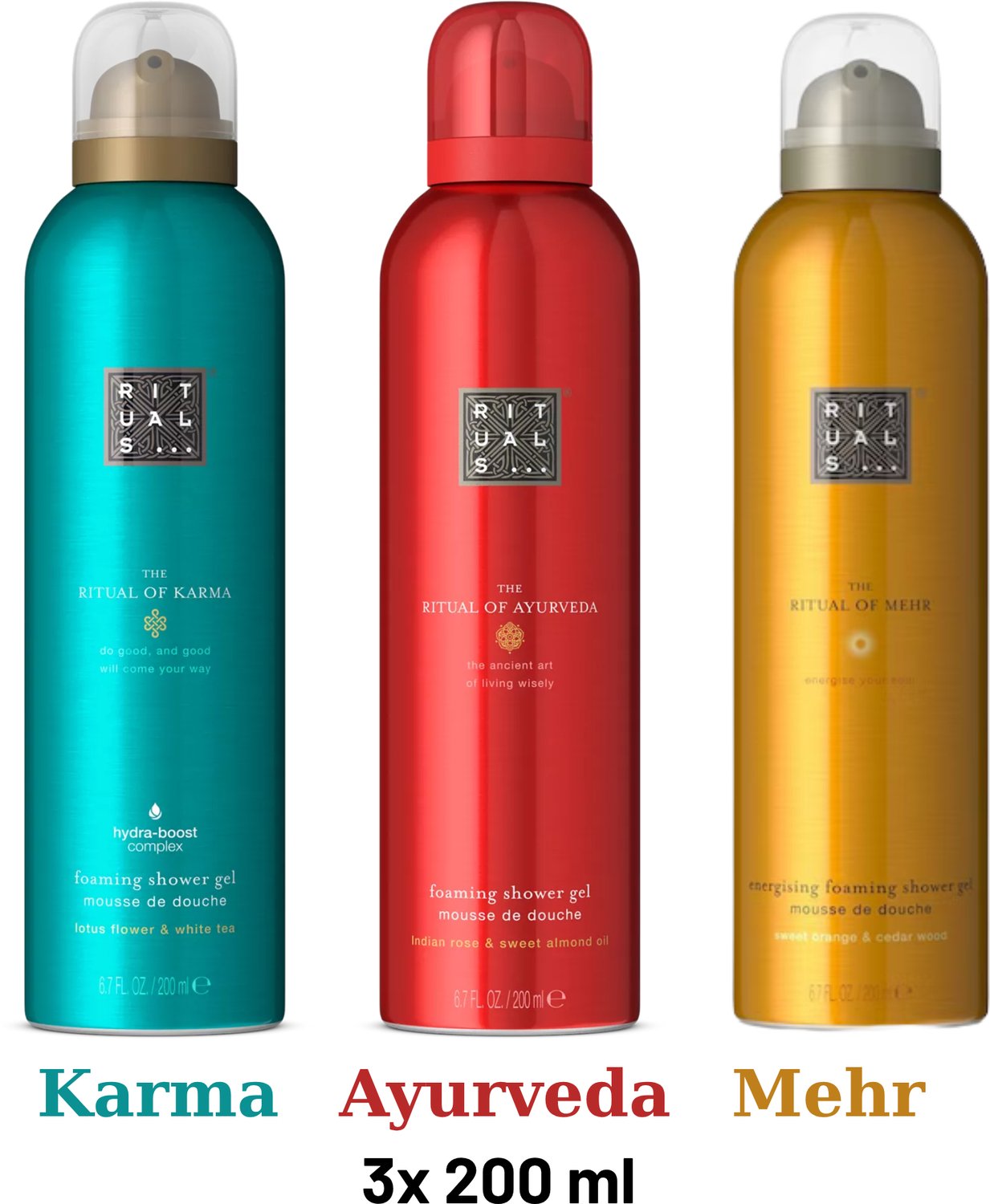 Rituals - Shower Gel Value Pack - Mehr 200 ml + Ayurveda 200 ml + Karma 200 ml - Douchegel - Shower Foam