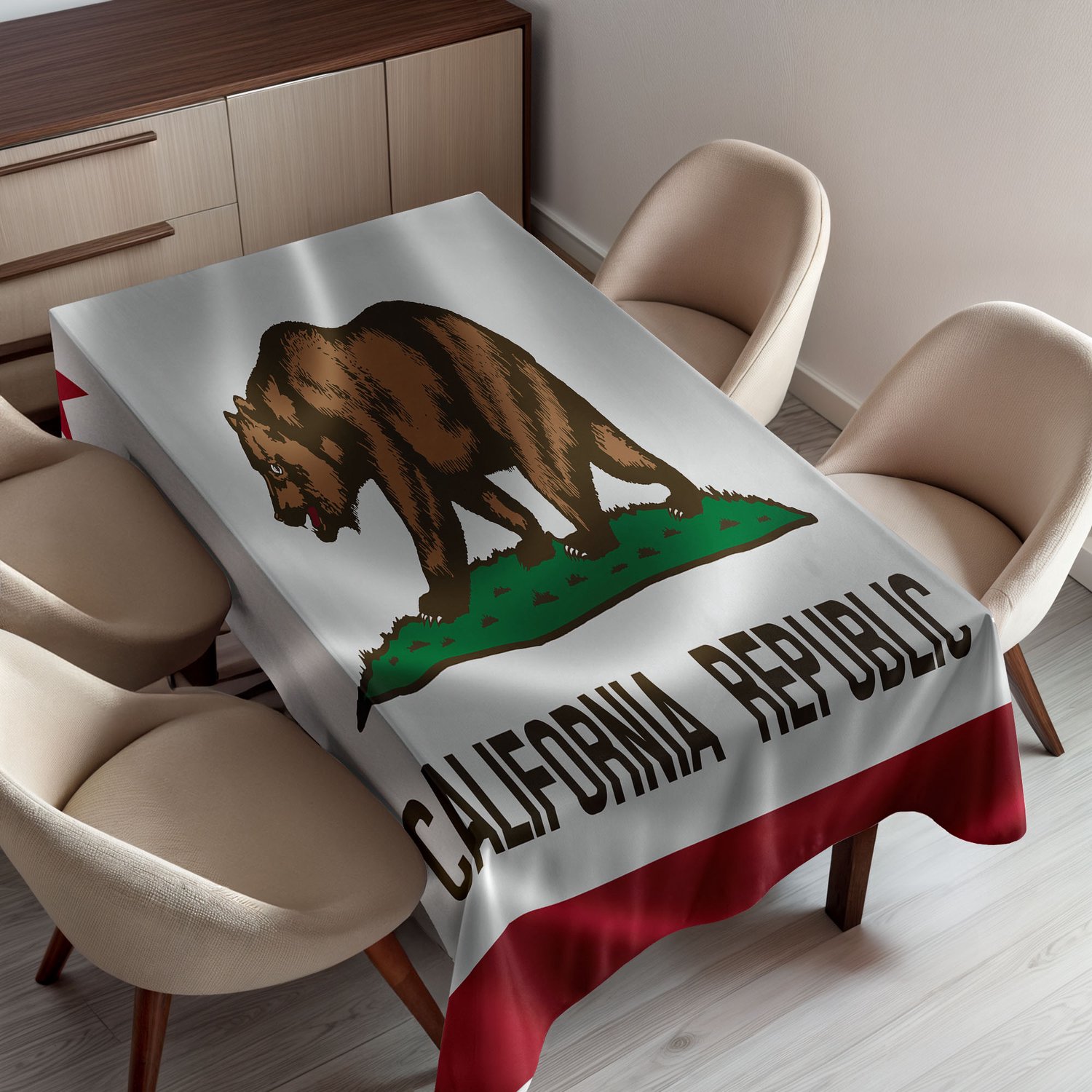 ABAKUHAUS Amerikaans Tafelkleed, Historische Californische Berenvlag en Lone Star van Texas Natuur Vrijheid Onafhankelijkheid, Rechthoekig Tafelkleed voor Eetkamer Keukendecoratie, 150 x 200 cm, Meerkleurig