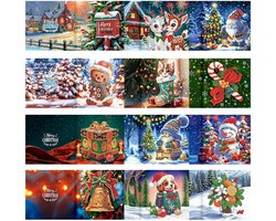 Kerstkaarten—Een set van 12 handgemaakte kaarten(30x15cm)met 5D-acrylkralenkunst om zelf te maken-Het is eenvoudig en leuk-en helpt het…