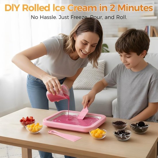 Rolled Ice Cream Maker - 17.5×22.5cm - Zelf IJs Maken - Incl. 2 Spatels - Zonder Stroom - Koelt tot -18°C - IJsmaker - IJsmachine - IJsrolplaat - Mini Rolling Ijs Grill - Ijsmachine - Maak Gemakkelijk Ijs - Ijsrolplaat - Ijsmaker Ijsmachine — afbeelding 5