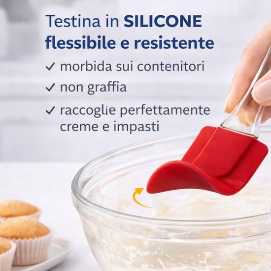 Spatel, rood, met transparante handgreep, 19 cm, flexibel, voor crèmes en deeg — afbeelding 2