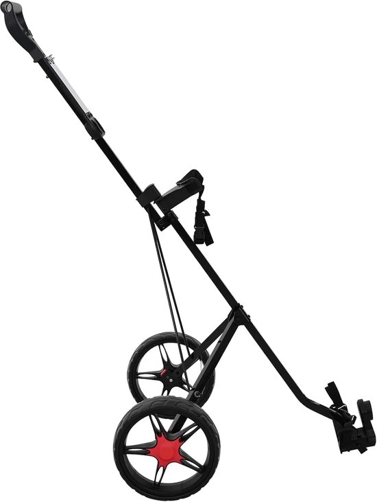 Inklapbaar, golftrolley van ijzer, robuuste golfcaddy met kogellagers wielen en voetrem, zwart, 66 x 65 x 112 cm — afbeelding 5