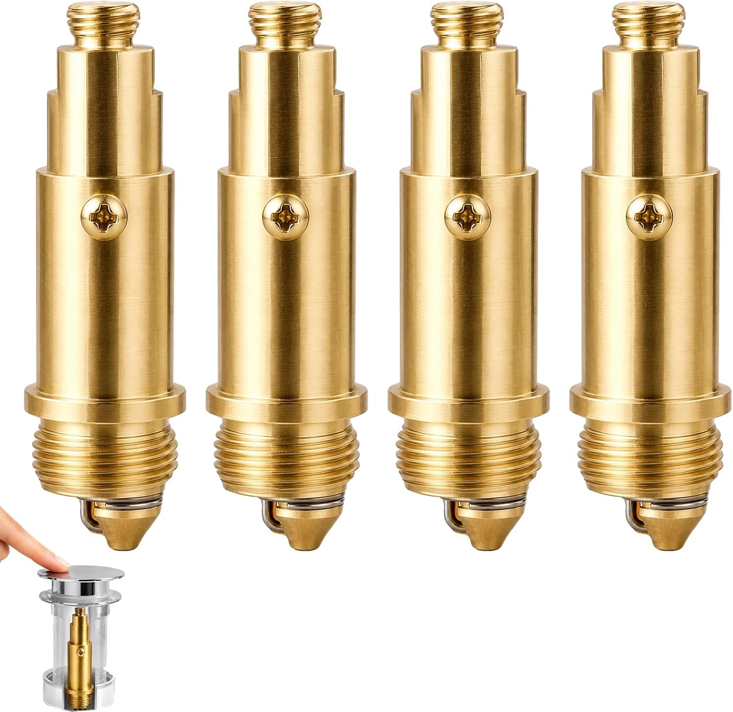 4PCS Messing Veren voor Pop-Up Afvoerplug, Clic Clac Mechanisme voor Wastafel en Badkuip, Reserveonderdeel met Drukmechanisme, Duurzaam Loodgietersaccessoire voor Spoelbak en Badkamer