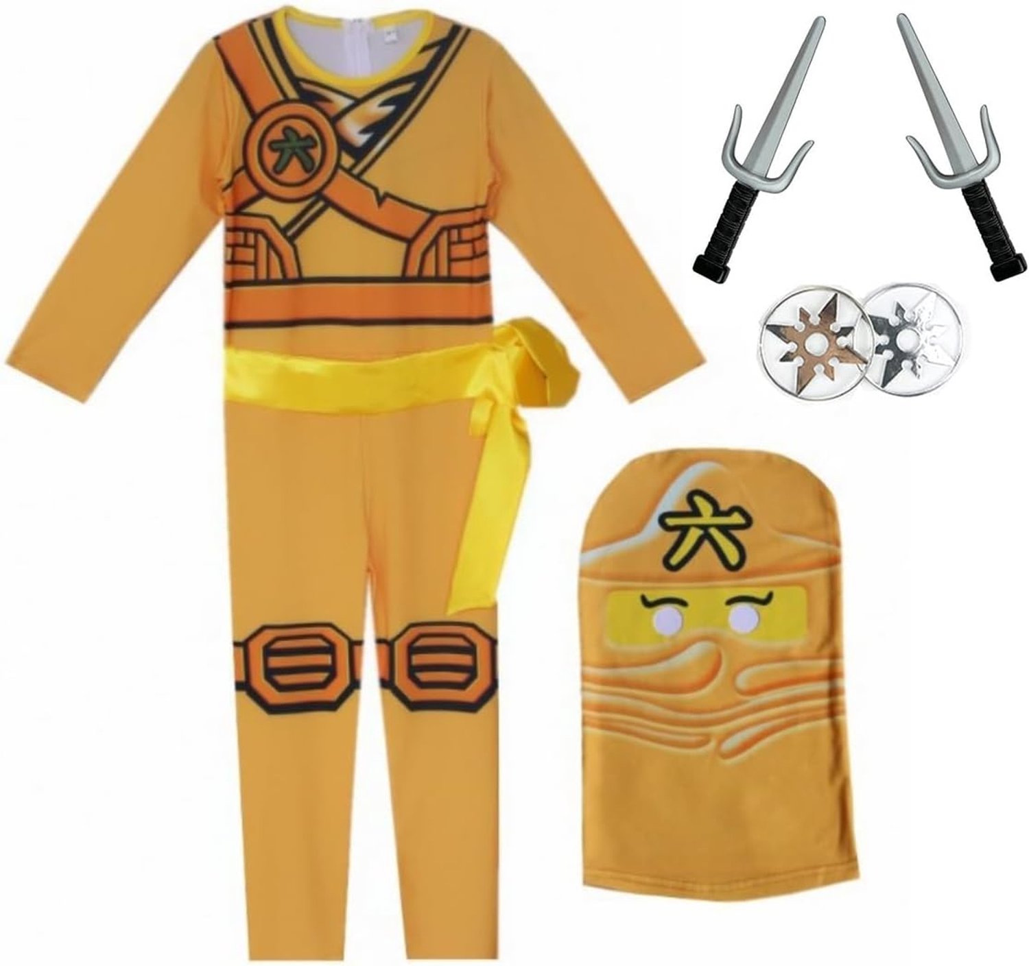 Blauw Groen Rood Goud Ninja Krijger Kostuum Set Met Masker Accessoires