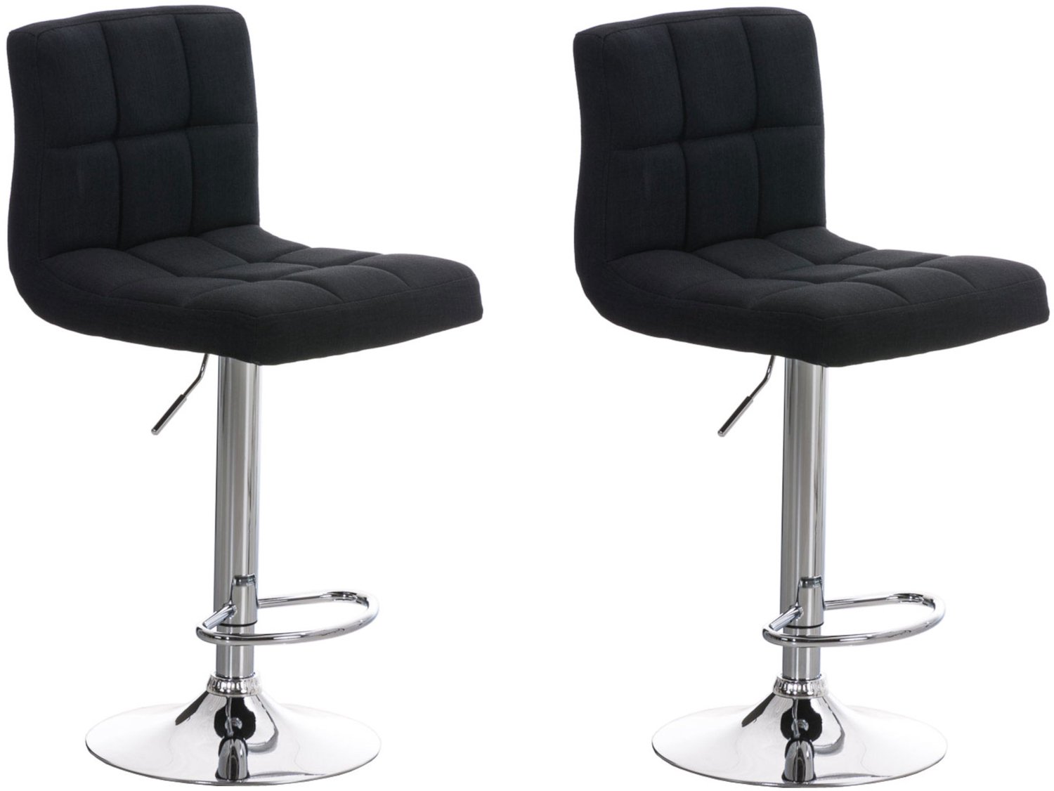 Luxe Comfort Barkruk - Set van 2 - Verstelbaar - Stof - Zwart zwart/chroom