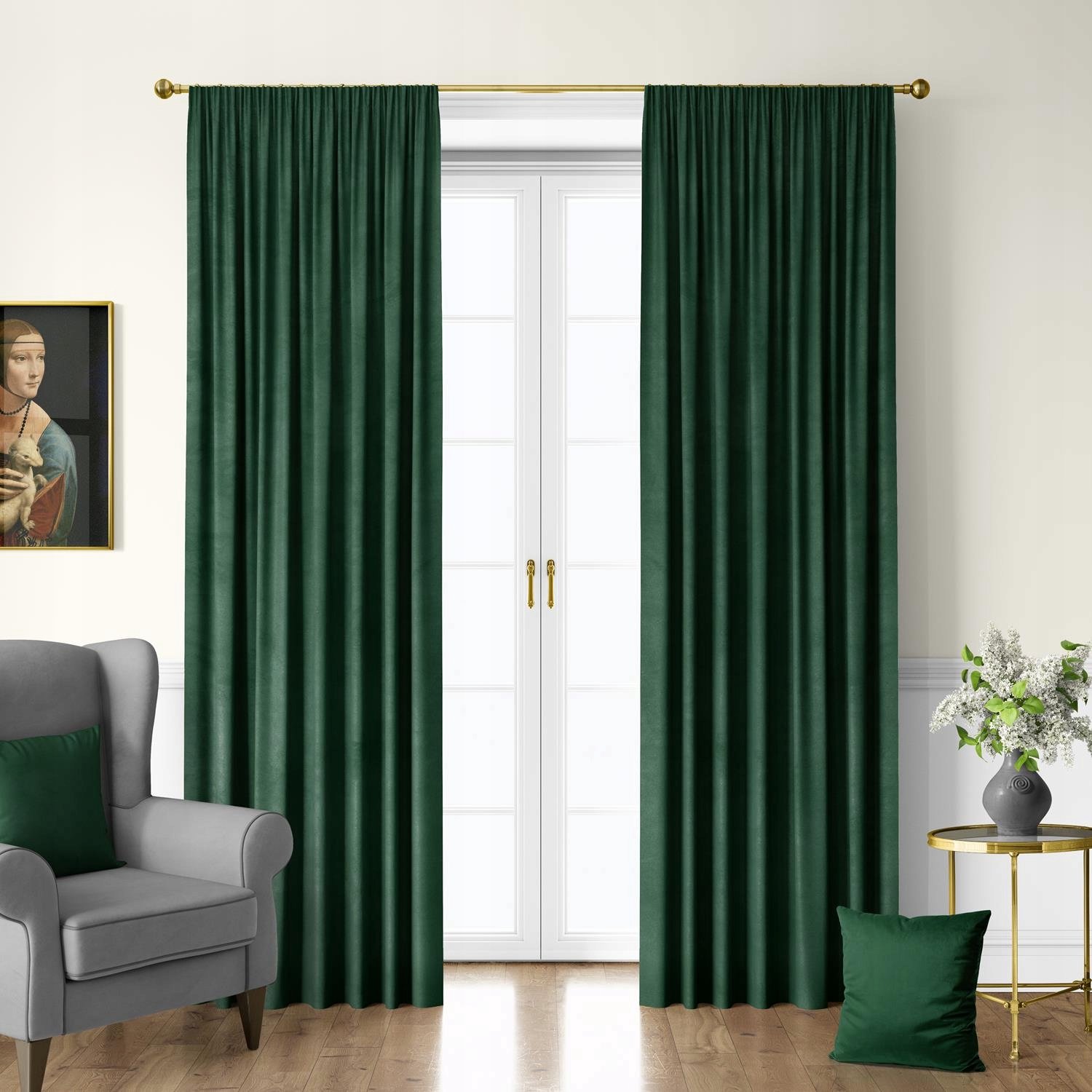 Verduisterende Velours Gordijn met Gordijnband 140x260 Groen