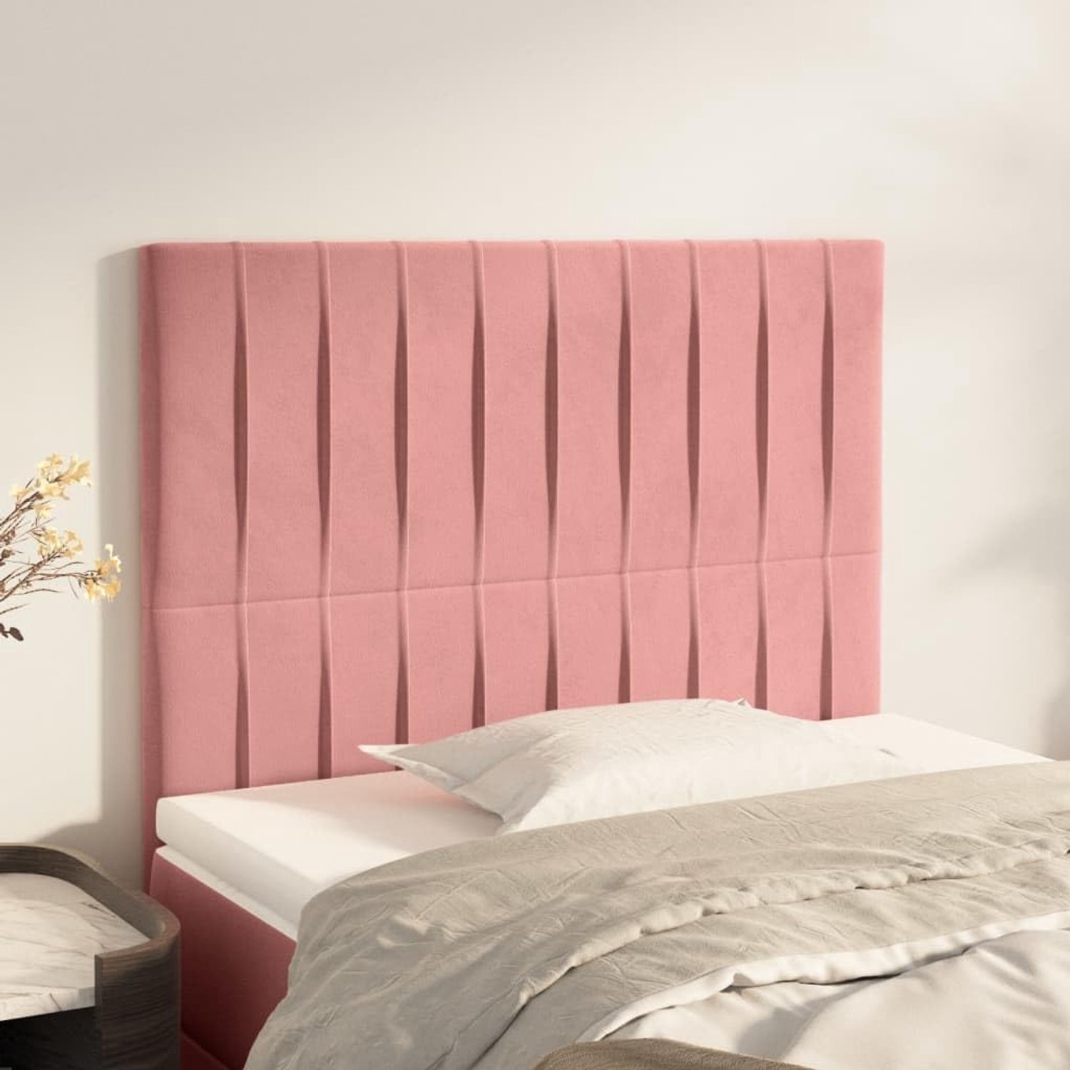Hoofdborden, 2 stuks, roze, 80 x 5 x 78/88 cm, fluweel, voor de slaapkamer, hotel, hoofdeinde, werkkamer, voor slaapkamer, tweede slaapkamer, hotel