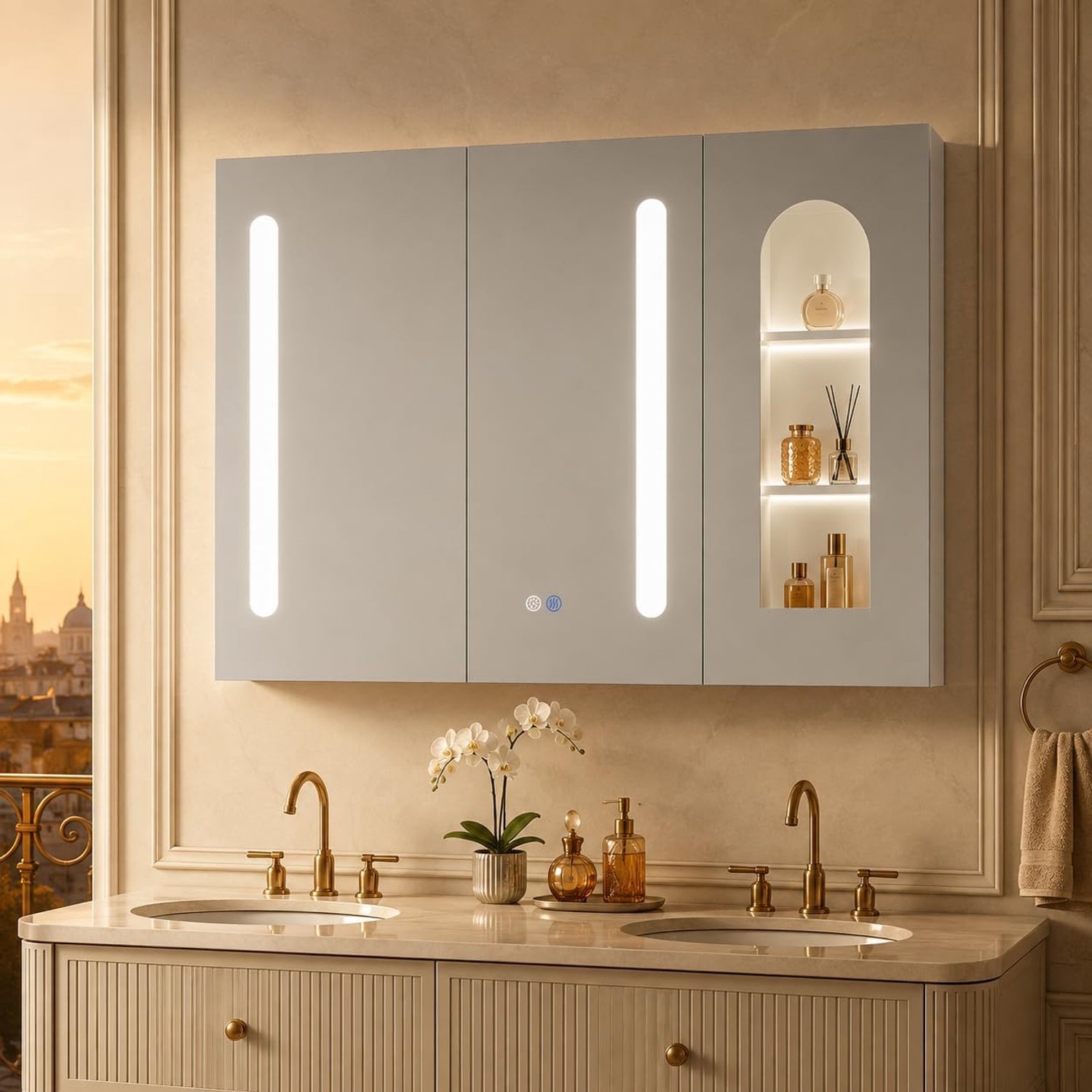 120 × 90 cm, 3 deuren, dimbaar, wit