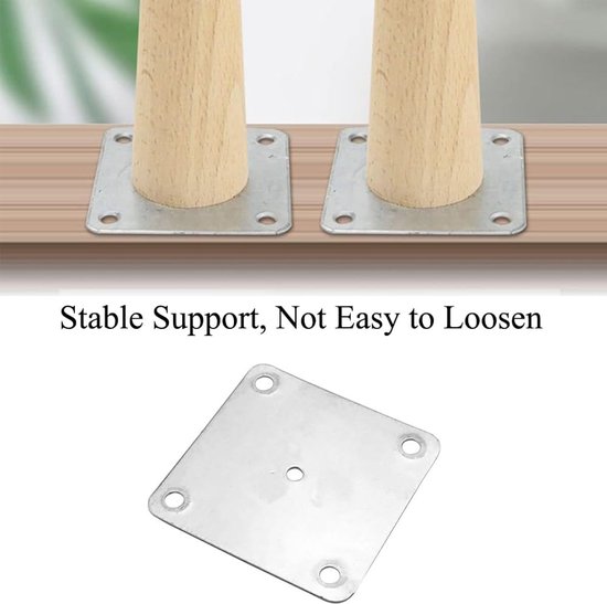 8 stuks platte montageplaten, 80 x 80 mm Heavy Duty Meubelplank Bevestigingsbeugel, rechte steunbeugel voor bank, stoel, stoelen (9 gaten) — afbeelding 2