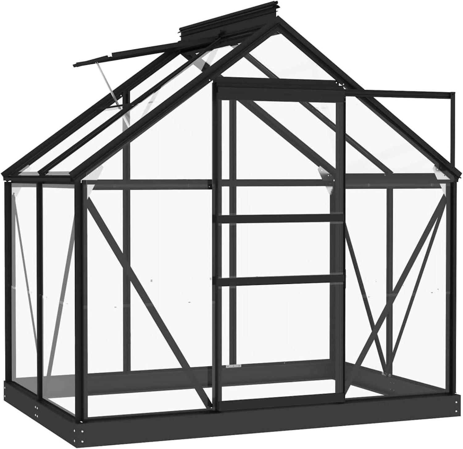 Broeikas van glas, antraciet, 155 x 103 x 191 cm, frame van aluminium, huis en tuin, gazon en tuin, tuinieren, kassen (SPU: 3082333) – foto 4